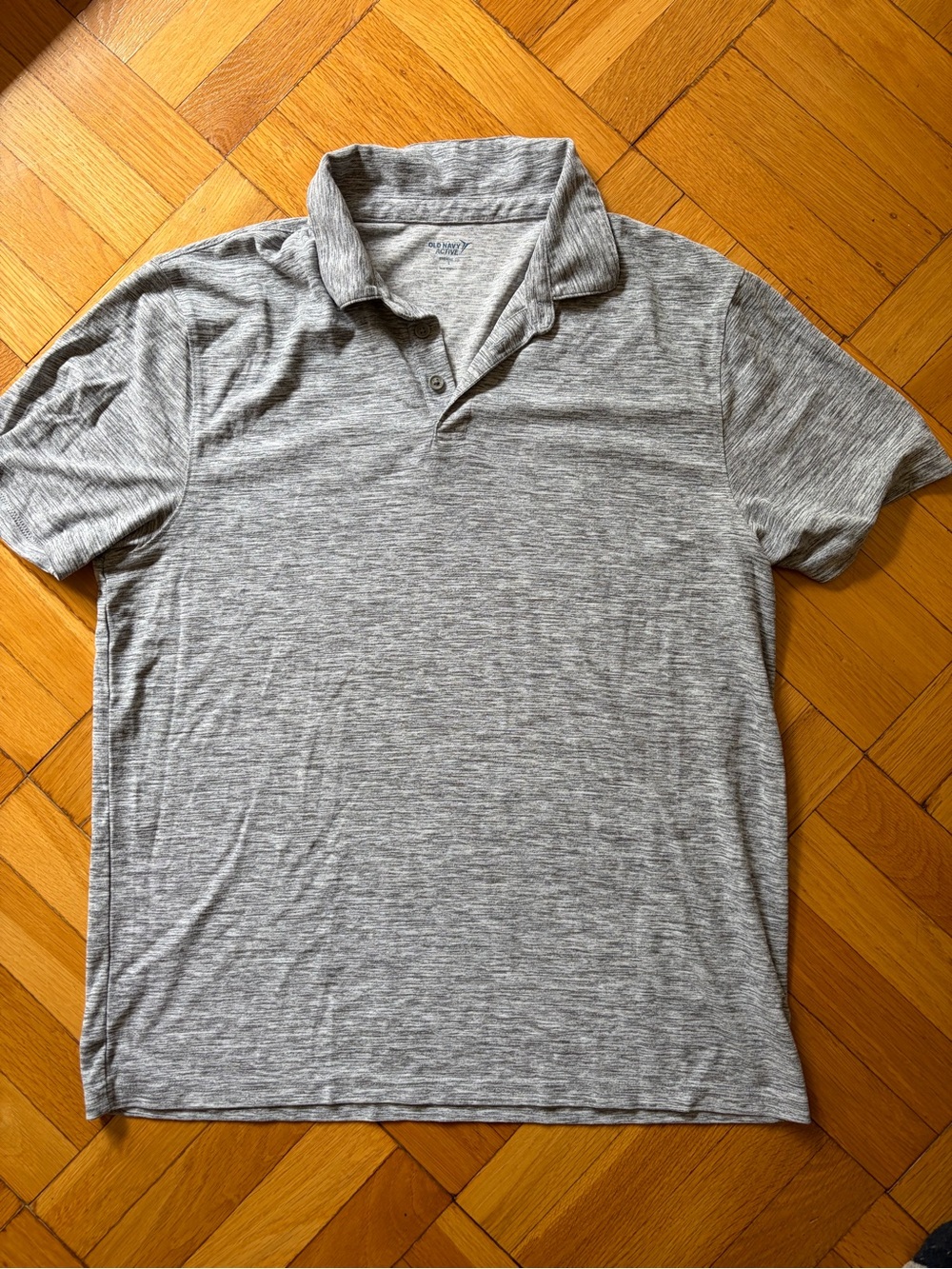 Old Navy Active Breathe On Heather Gray & White Men's Polo Shirt Sz Large. Soft!